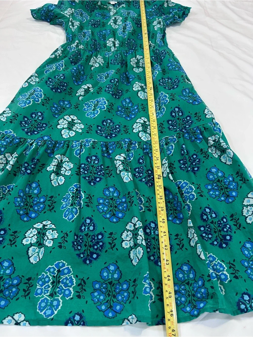 J. Crew Green Floral Short-Sleeve Midi Dress 4 - Picture 10 of 16